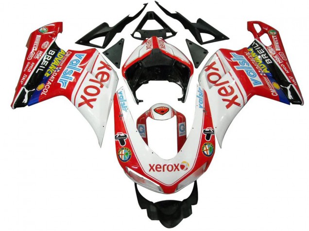 Purchase 2007-2014 White Red Xerox Ducati 848 1098 1198 Motorcycle Fairings UK