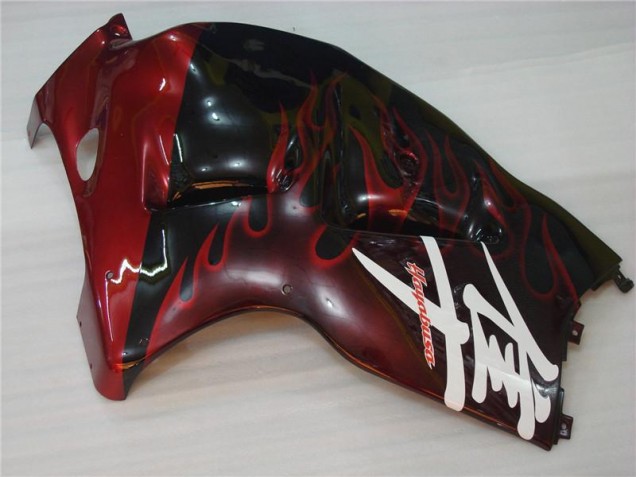 Purchase 1996-2007 Black Red Flame Suzuki GSXR 1300 Hayabusa Motorbike Fairing UK