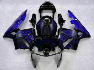 Purchase 2003-2004 Black with Blue Flame Honda CBR600RR Motorcycle Fairing Kits UK