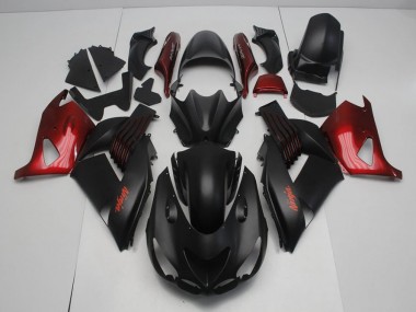 Purchase 2006-2011 Matte Black and Red Kawasaki ZX14R ZZR1400 Motorcycle Fairing Kit UK