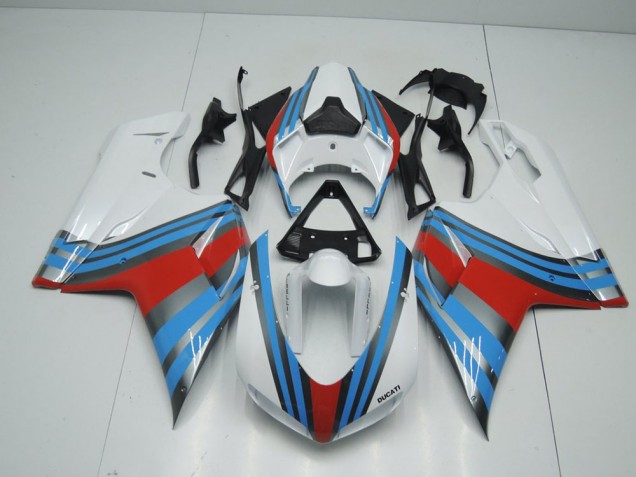 Purchase 2007-2014 Blue White Red Ducati 848 1098 1198 Motorcyle Fairings UK