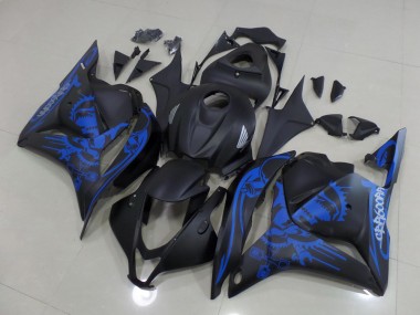 Purchase 2009-2012 Matte Black Blue Skull Honda CBR600RR Motorcycle Fairings Kit UK