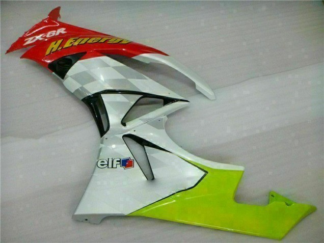 Purchase 2009-2012 White Red H. Energy Kawasaki ZX6R Motorcycle Fairings Kit UK