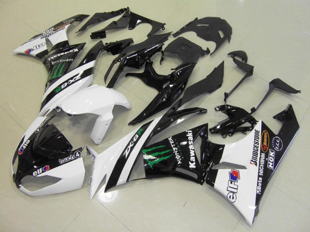 Purchase 2009-2012 White Monster Kawasaki ZX6R Moto Fairings UK