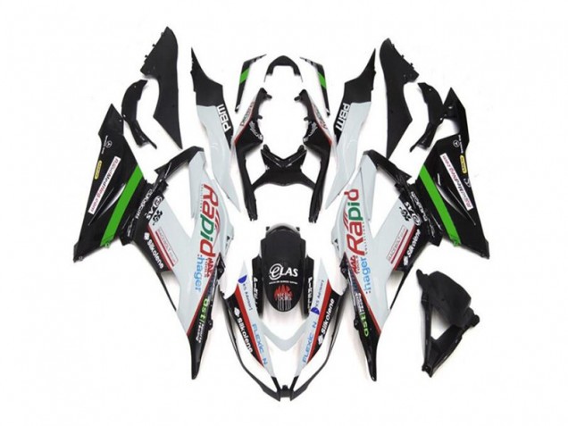 Purchase 2013-2018 White Black Kawasaki ZX6R Replacement Motorcycle Fairings UK