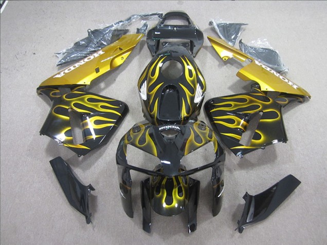 Purchase 2005-2006 Black Yellow Flame Honda CBR600RR Motorcycle Fairing Kits UK