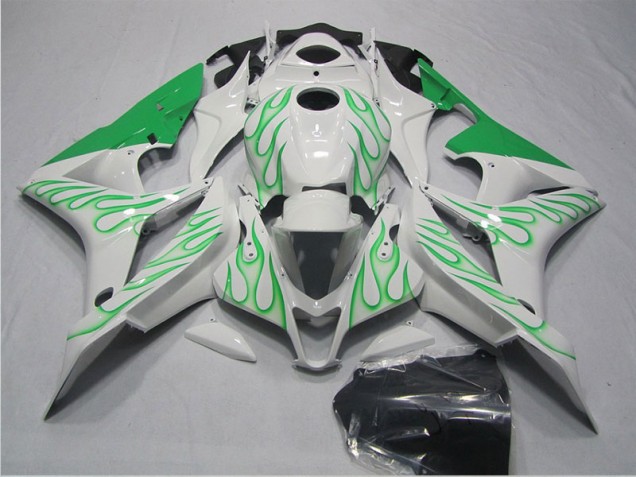 Purchase 2007-2008 White Green Flame Honda CBR600RR Motorcycle Fairings Kits UK