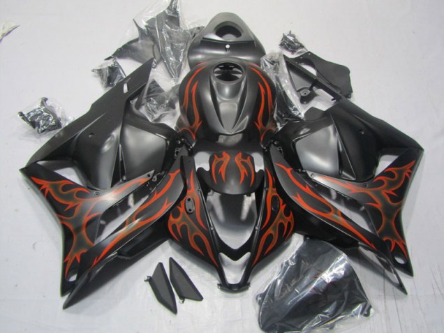 Purchase 2009-2012 Black Red Flame Honda CBR600RR Motorcycle Replacement Fairings UK