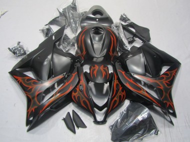 Purchase 2009-2012 Black Orange Flame Honda CBR600RR Motorcylce Fairings UK