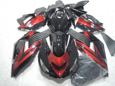 Purchase 2006-2011 Black Red Kawasaki ZX14R ZZR1400 Motorcycle Fairings Kit UK