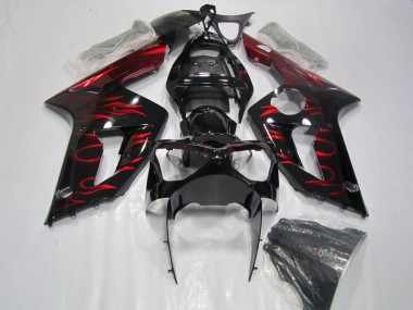 Purchase 2003-2004 Black Red Flame Kawasaki ZX6R Motorcycle Fairing UK