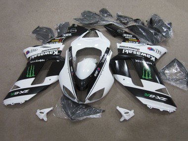 Purchase 2007-2008 Black White Monster Kawasaki ZX6R Replacement Motorcycle Fairings UK