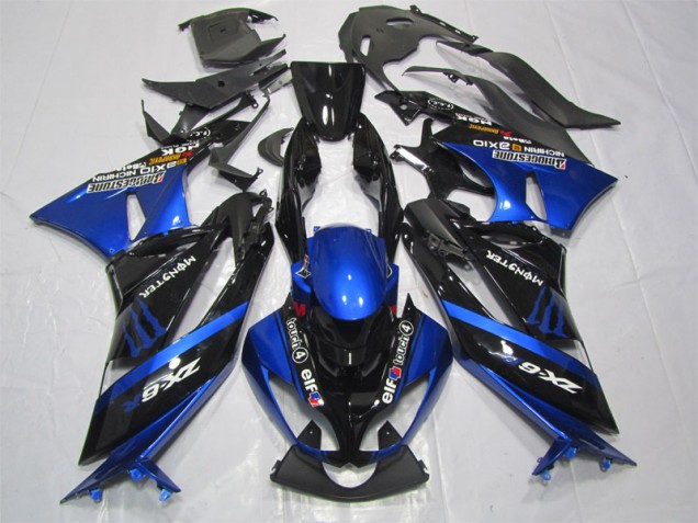 Purchase 2009-2012 Black Blue Monster Kawasaki ZX6R Motorcycle Fairing Kit UK