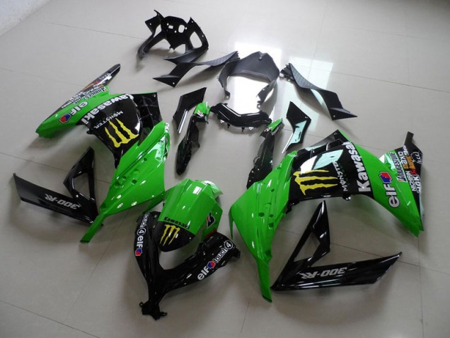 Purchase 2013-2018 Black Green Monster Kawasaki ZX300R Motorcycle Fairings Kits UK