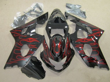 Purchase 2004-2005 Black Red Flame Suzuki GSXR600 Replacement Fairings UK