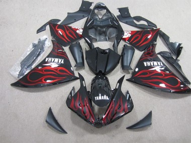 Purchase 2009-2011 Black Red Flame White Decal Yamaha YZF R1 Motorbike Fairings UK