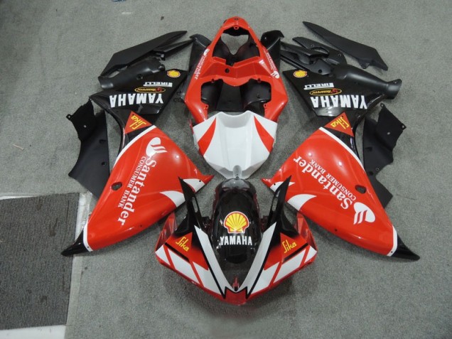 Purchase 2009-2011 Black White Santander Red Yamaha YZF R1 Motorcycle Fairing Kits UK