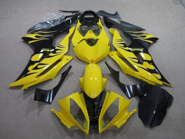 Purchase 2008-2016 Yellow Black Flame Yamaha YZF R6 Motor Bike Fairings UK